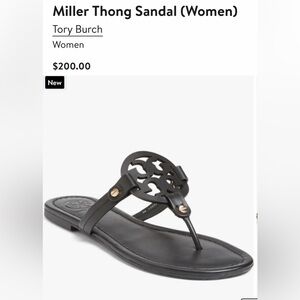 Tory Burch Miller Sandal in black leather.